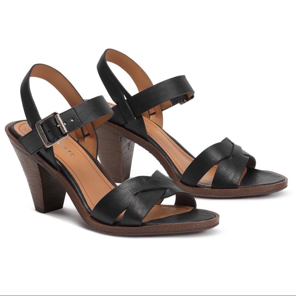 Trask Summer Black Washed Calfskin Cone Heels